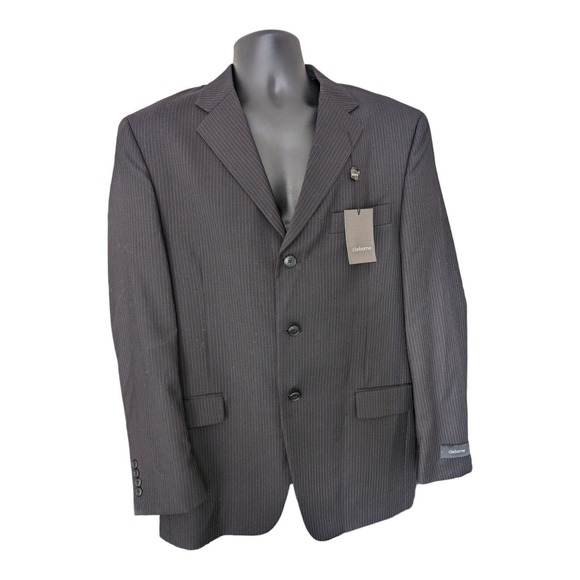 Claiborne 100% Wool Charcoal Pinstriped Suit Jacket Blazer 42 R New With Tags - Picture 13 of 13